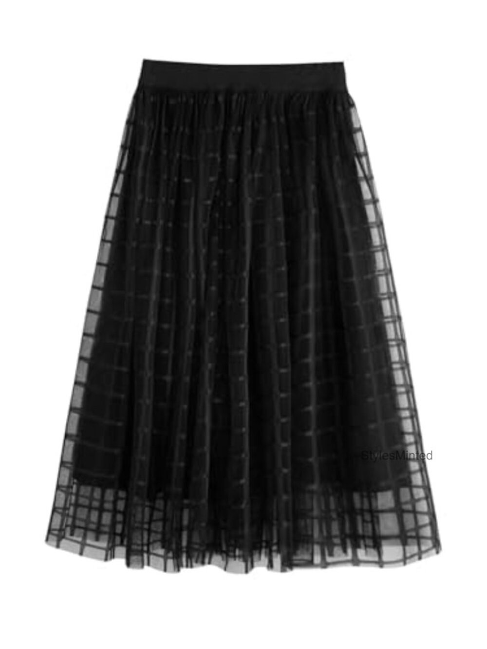 Girls Mesh Tulle Pleated A-Line Skirt Elastic High Waist Long Party Outfit